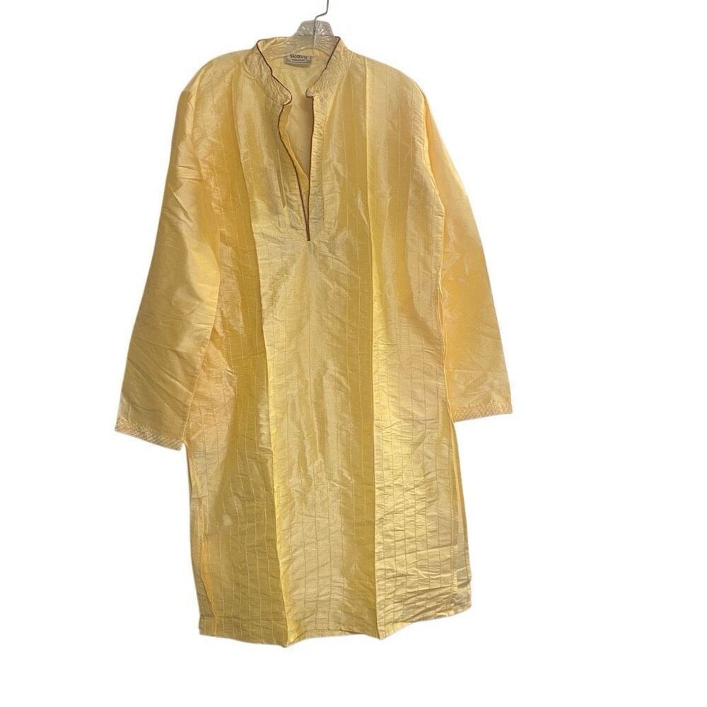 SKAVIJ Men’s Authey Ethnic And Casual Kurta Top  Yellow Size Large SEE DESCRIPTI
